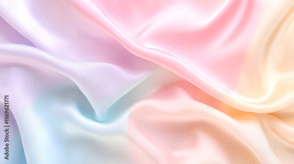 Obraz premium Soft pastel colored silky fabric in gentle undulating folds