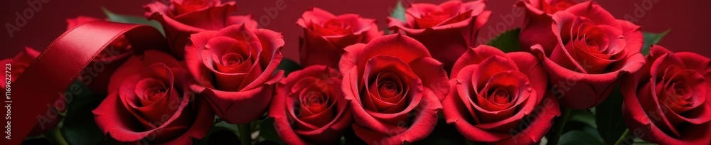 Red ribbon wrapped around a cluster of red roses, symbolizing passion and romance, ribbon wrapping, romantic gift, roses Red ribbon wrapped around a cluster of red roses, symbolizing passion and romance, ribbon wrapping, romantic gift, roses
