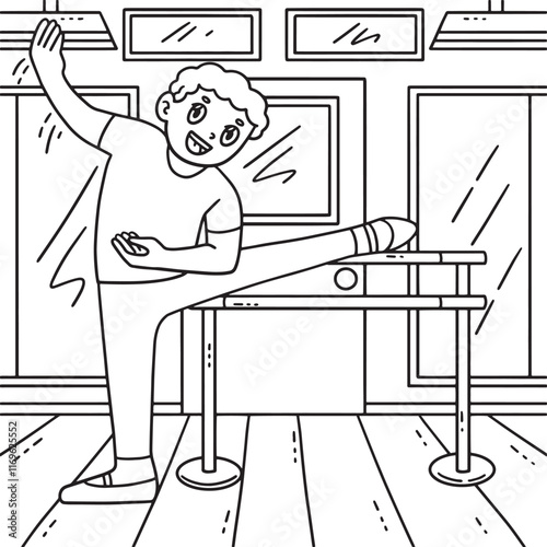 Ballet Danseur Stretching Ballet Bar Coloring Page