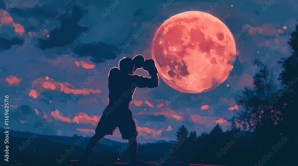 Obraz premium Saco de boxeo fondo para movil. Moonveil. Illustration