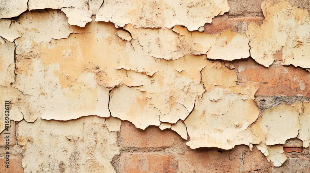 Fototapeta premium Weathered brick wall with peeling paint