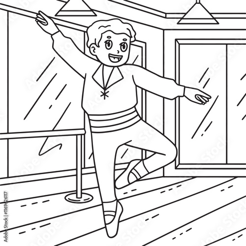 Ballet Danseur in a Coup de Pied Coloring Page 