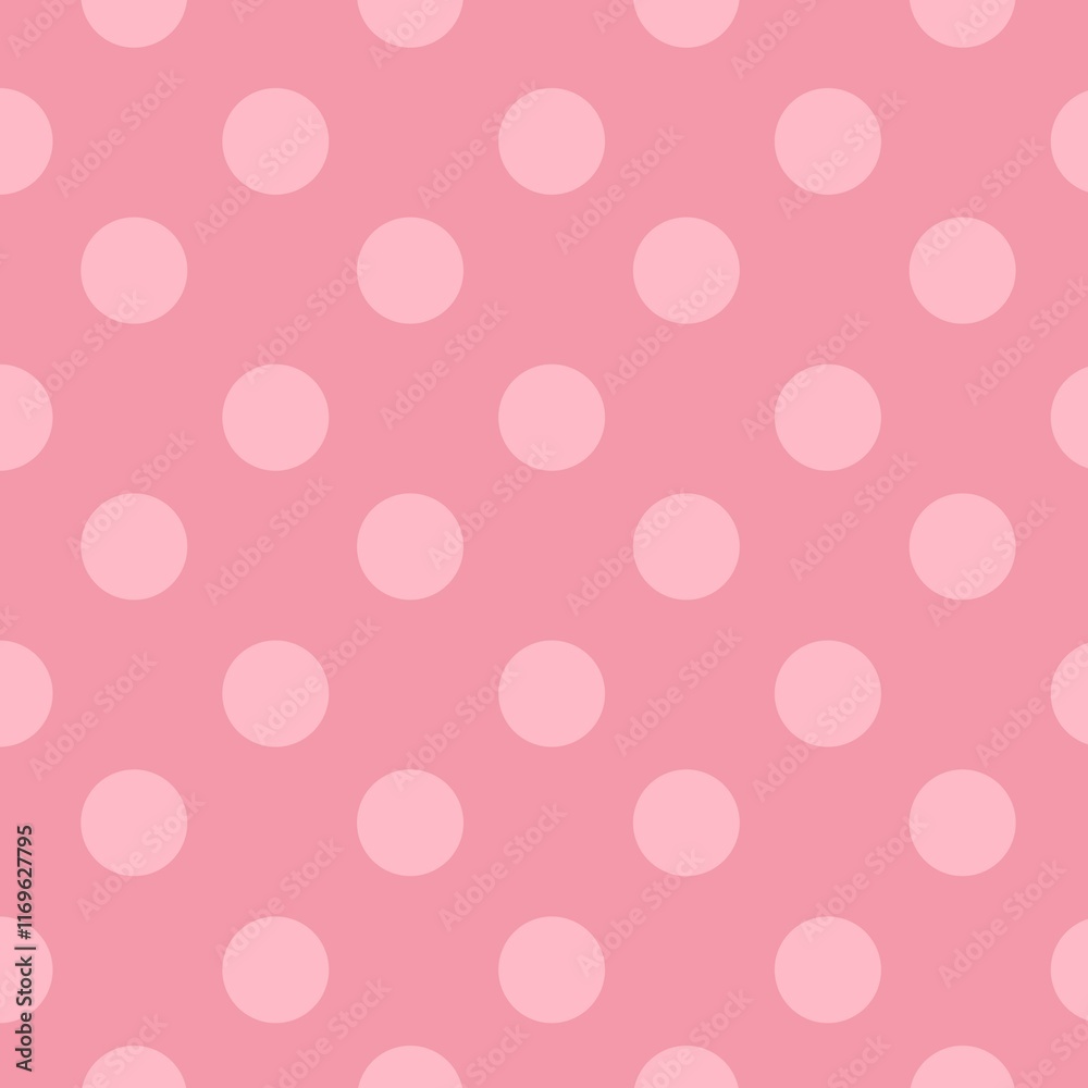 Pink polka dots on pink background repeating raster pattern Pink polka dots on pink background repeating raster pattern