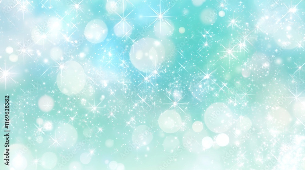 Sparkling Lights and Bokeh Create a Festive Teal Background