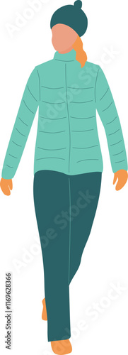 Woman Walking in Winter Outfit Faceless
