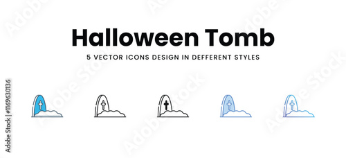 Halloween Tomb icons different style vector stock illustration