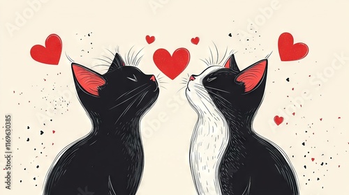   A pair of feline companions perched atop a pristine platform as amorous expressions adorned their countenances