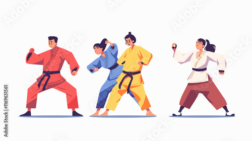 Wallpaper Mural Dynamic Martial Arts Landing Page Template Featuring Male and Female Fighters in Action Torontodigital.ca