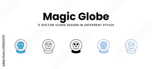 Magic Globe icons different style vector stock illustration