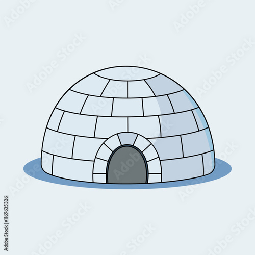 Igloo, home of the northern peoples. Simple flat vector illustration. Isolated on white background
