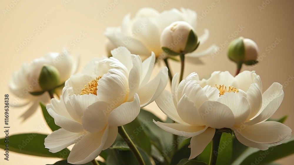 Closeup of Exquisite White Peonies Bouquet Closeup of Exquisite White Peonies Bouquet