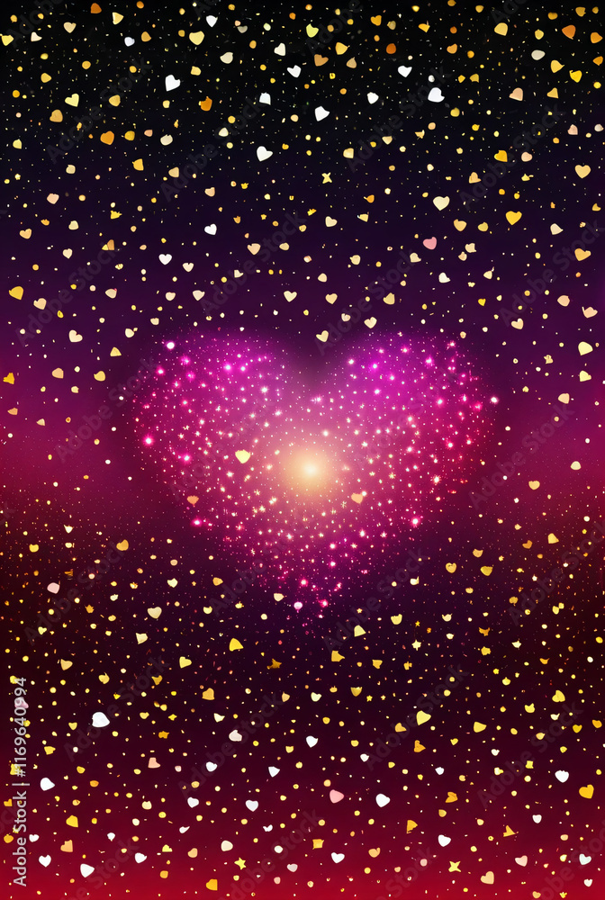 Romantic cosmic background with heart-shaped constellations and magenta gradient, starry sky effect Romantic cosmic background with heart-shaped constellations and magenta gradient, starry sky effect