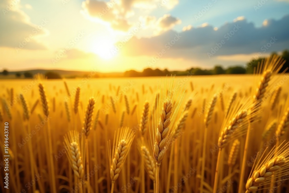 Sun-drenched golden wheat field, ripe harvest , landscape, golden, plant Sun-drenched golden wheat field, ripe harvest , landscape, golden, plant