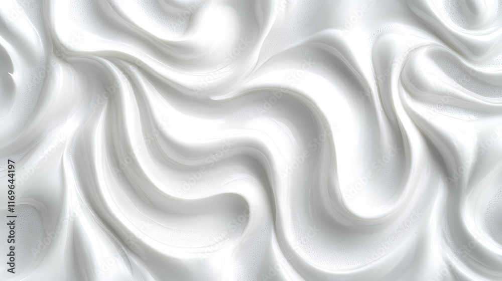 Obraz premium White yogurt texture, close-up glossy and thick, luxurious dairy swirl design
