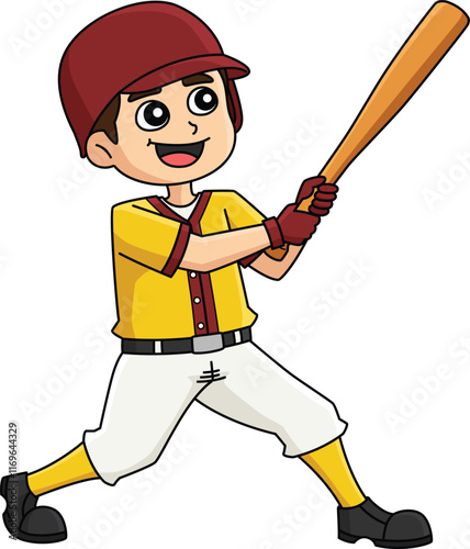 Baseball Batter Cartoon Colored Clipart 