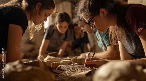 Wallpaper Mural An adventurous field trip to an ancient archaeological site, with students observing relics Torontodigital.ca
