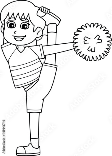 Female Cheerleader Bow and Arrow Isolated Coloring
