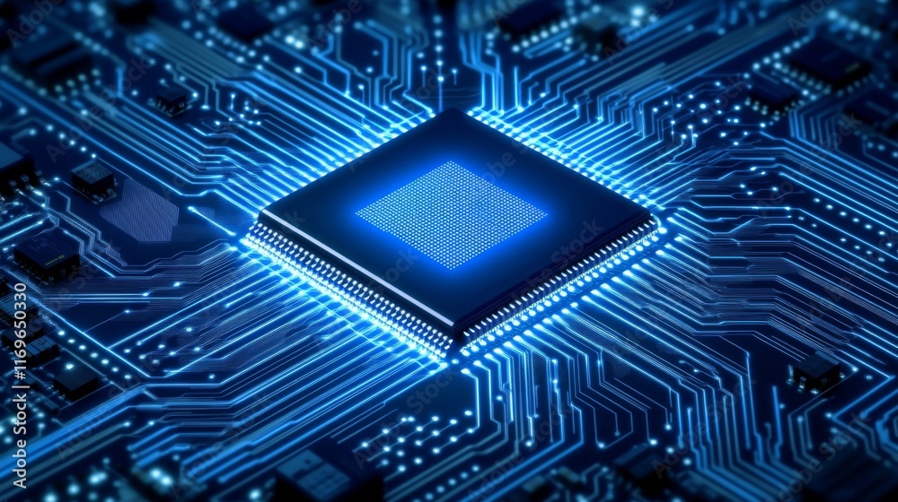 Bright Microchip with Tech Grid Design in Radiant Light Bright Microchip with Tech Grid Design in Radiant Light