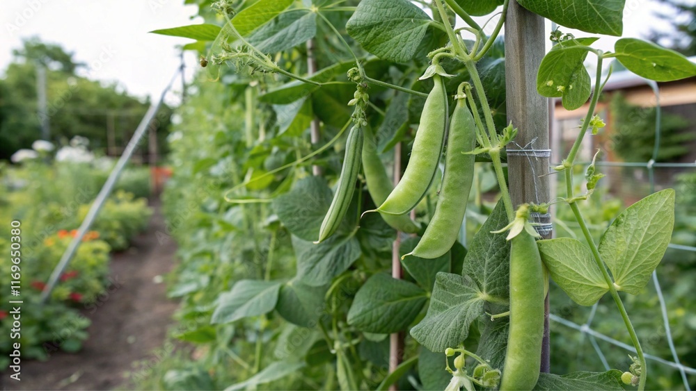 Chick Peas and Green Beans Growing in Garden Chick Peas and Green Beans Growing in Garden
