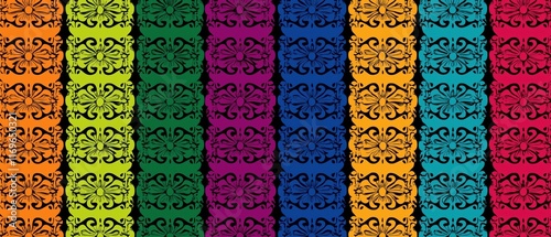 colorful mexican cinco de mayo stencil flags seamless pattern