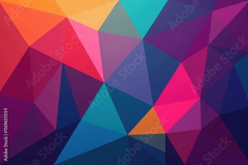 Interlocking geometric triangles, vibrant hues, triangle pattern, abstract, faceted