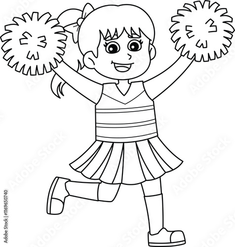 Cheerleading Female Cheerleader Isolated Coloring 
