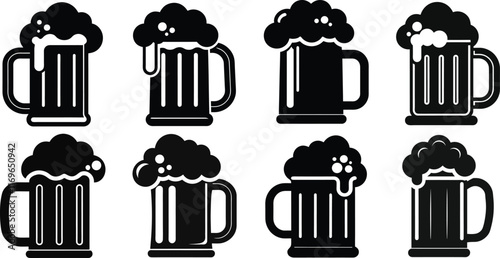 Beer mug icon, Beer mug icon isolated flat vector illustration in outline design