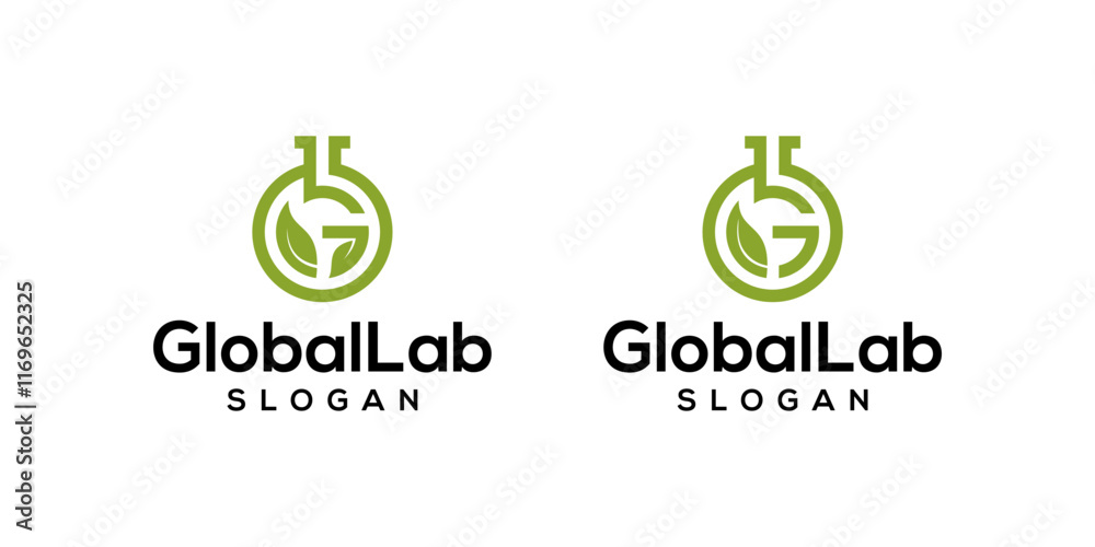 Nature Lab Logo Design Vector. Creative Lab Logo Template with leaf and letter G Nature Lab Logo Design Vector. Creative Lab Logo Template with leaf and letter G