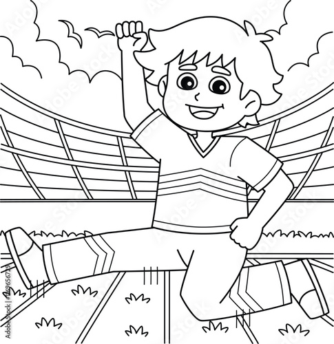 Cheerleading Male Cheerleader Herkie Jump Coloring