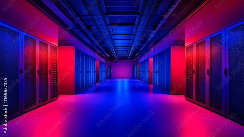 Fototapeta premium Modern Cooling System Room with Dynamic Lighting