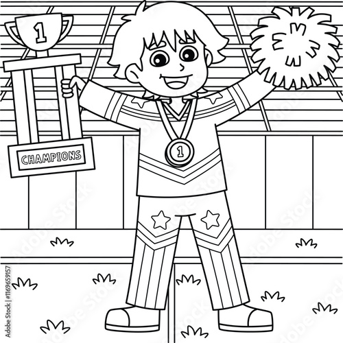 Cheerleading Male Cheerleader Holding a Trophy 