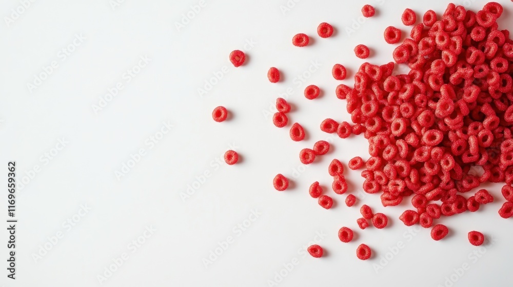 Red pasta scattered on white background. Red pasta scattered on white background.