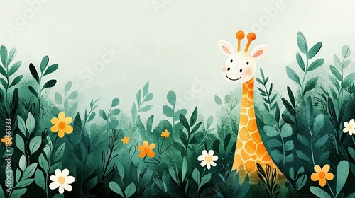 Wallpaper Mural  A portrait of a majestic giraffe amidst a sea of vibrant wildflowers and daisies Torontodigital.ca