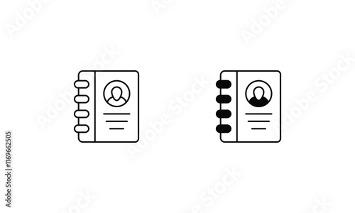 Address Book icon set line and glyph vector illustration