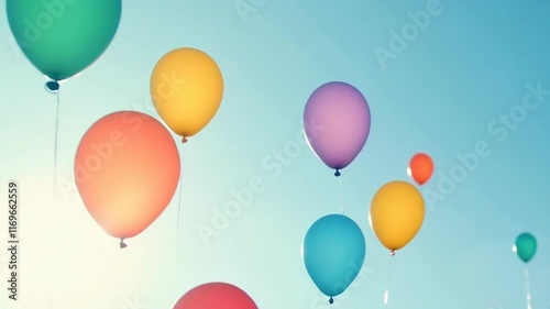 Joyful Skies: Vibrant Balloons Floating into the Horizon