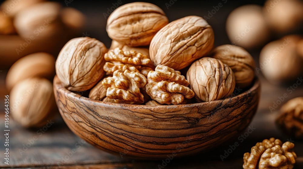 Elegant Arrangement of Fresh Walnuts in Bowl Elegant Arrangement of Fresh Walnuts in Bowl