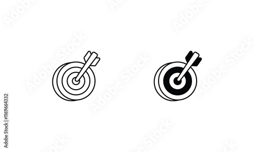 Target  icon set line and glyph vector illustration