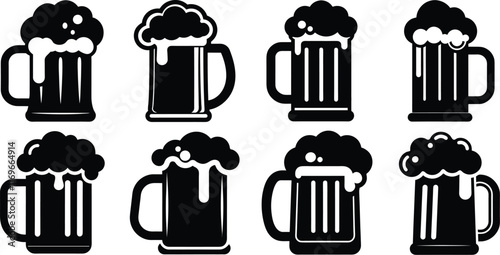 Beer mug icon, Beer mug icon isolated flat vector illustration in outline design