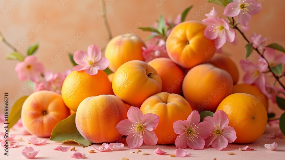Juicy Peaches and Blossoms Still Life Photography Juicy Peaches and Blossoms Still Life Photography