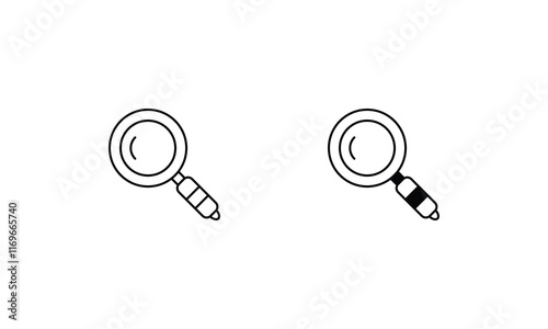 Magnifying Glass icon set line and glyph vector illustration