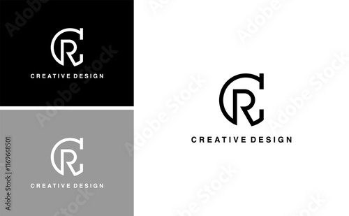 simple logo initial CR or RC icon design vector black monogram luxury design