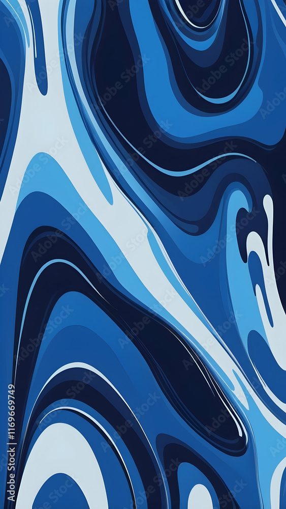 Melting Liquid Design with Smooth Blended Waves in Two Harmonious Colors for a Stylish and Eye-Catching Background. Midnight Blue, Indigo Melting Liquid Design with Smooth Blended Waves in Two Harmonious Colors for a Stylish and Eye-Catching Background. Midnight Blue, Indigo