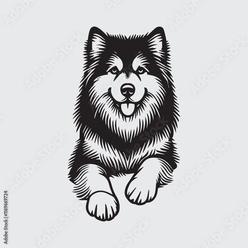 Alaskan Malamute Dog silhouette. Dog face Dog monogram, Breed of dogs
