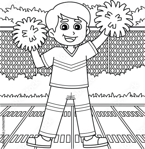 Cheerleading Male Cheerleader Coloring Page 