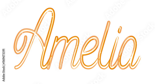 Amelia - orange gold color - name written - neon - ideal for websites, presentations, greetings, banners, cards, t-shirt, sweatshirt, prints, cricut, silhouette, sublimation , sign, styl
