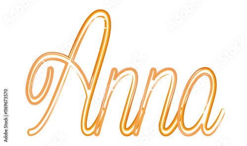 Anna - orange gold color - name written - neon - ideal for websites, presentations, greetings, banners, cards, t-shirt, sweatshirt, prints, cricut, silhouette, sublimation , sign, styl
