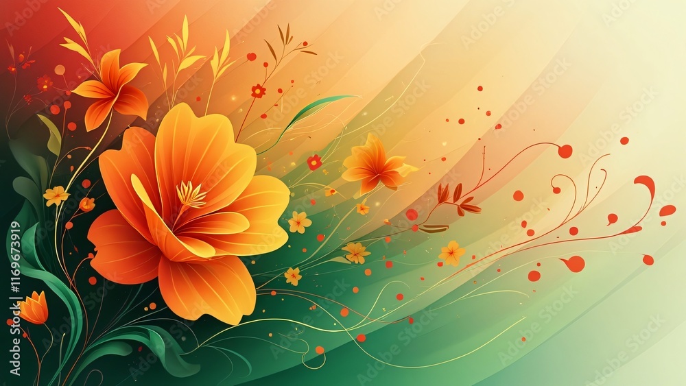 Fototapeta premium Vibrant Orange Flowers Abstract Art Background