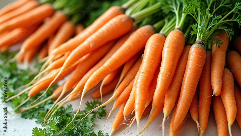 Fresh Organic Carrots Harvest Bunch Close Up Fresh Organic Carrots Harvest Bunch Close Up