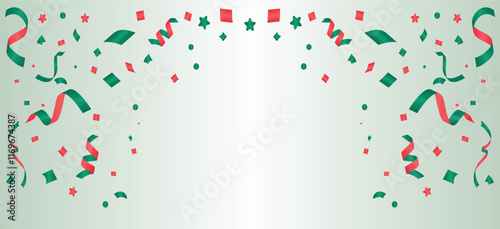 Festive Confetti Celebration Background in Red and Green