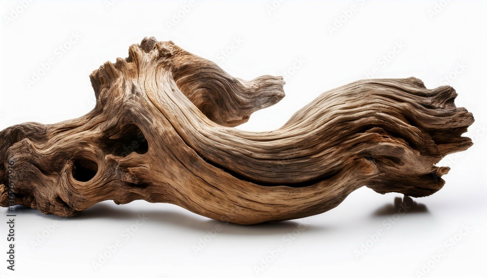 Fototapeta premium twisted driftwood isolated on white background n